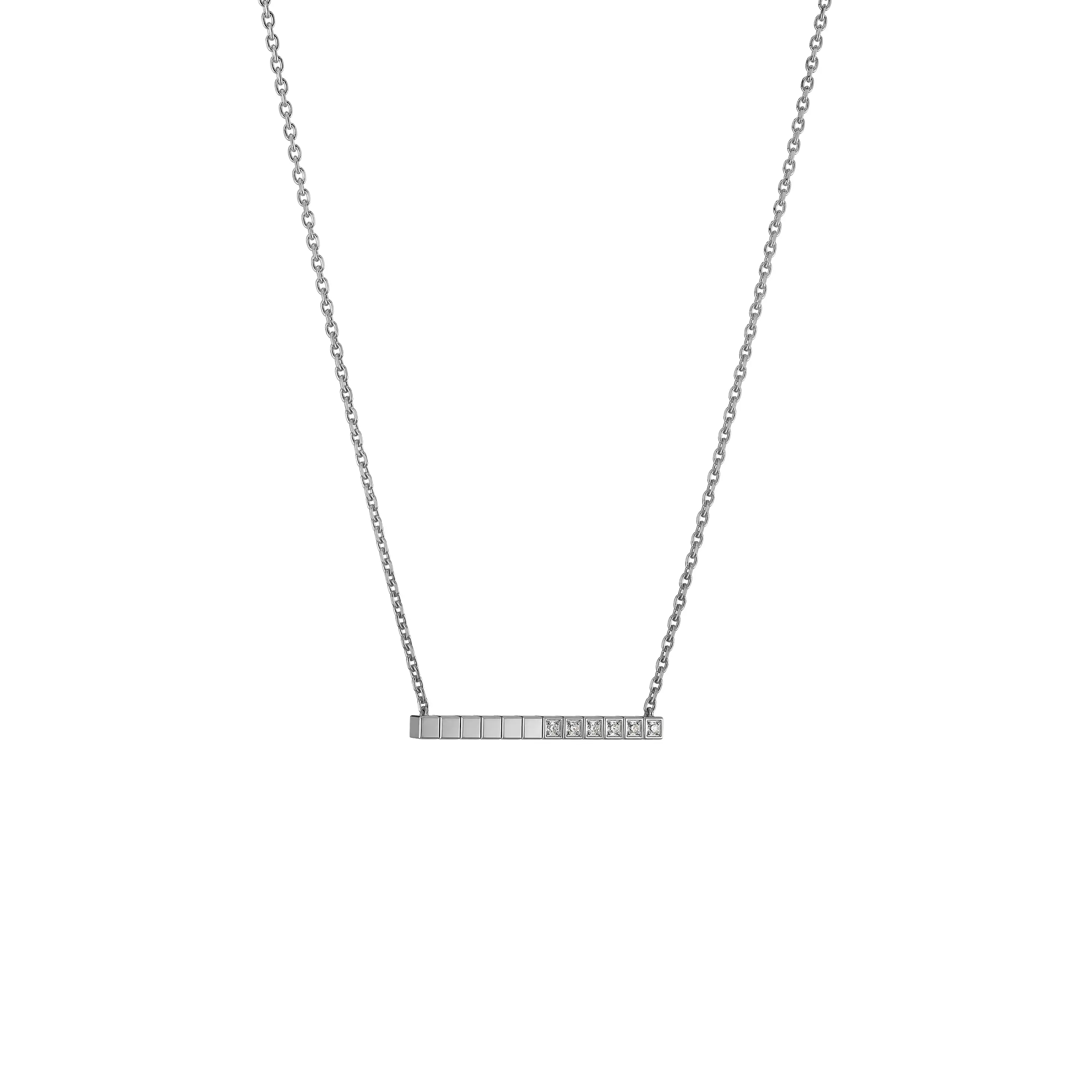 CHOPARD ICE CUBE NECKLACE, WHITE GOLD, HALF-SET DIAMONDS 817702-1002